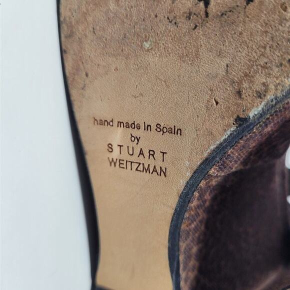 Stuart Weitzman Sandals Womens 9 Cheetah Print Wedge Platform Velvet Ankle Ties - Picture 7 of 10